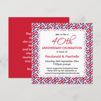 UNION JACK UK FLAG Custom Anniversary Celebration Einladung