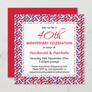 UNION JACK UK FLAG Custom Anversary Celebration Einladung