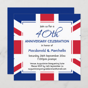UNION JACK UK FLAG Custom BLAUE Celebration Einladung