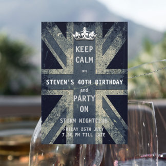 Union Jack UK Flag Male's Birthday Party Einladung