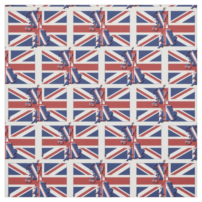 UNION JACK UK FLAG Map Kontur Stoff (Muster)