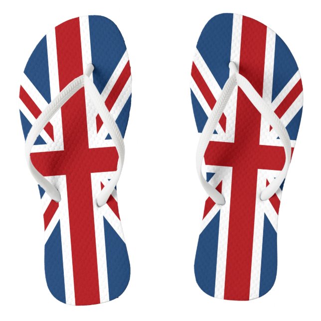 Union Jack UK Patriotic Flag Red White Blue Flip Flops (Fußbett)