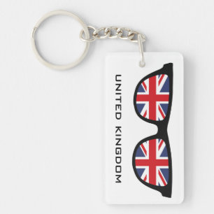 Union Jack UK Shades benutzerdefinierte Text- und Schlüsselanhänger