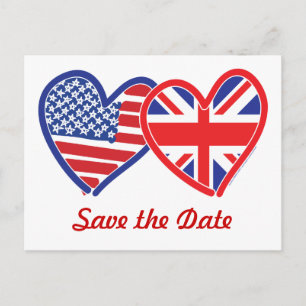 Union Jack/USA Save the Date Ankündigungspostkarte