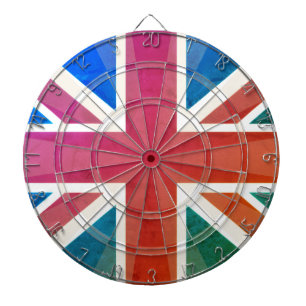 Union Jack Vintage gealterter Farbeffekt UK-Flagge Dartscheibe