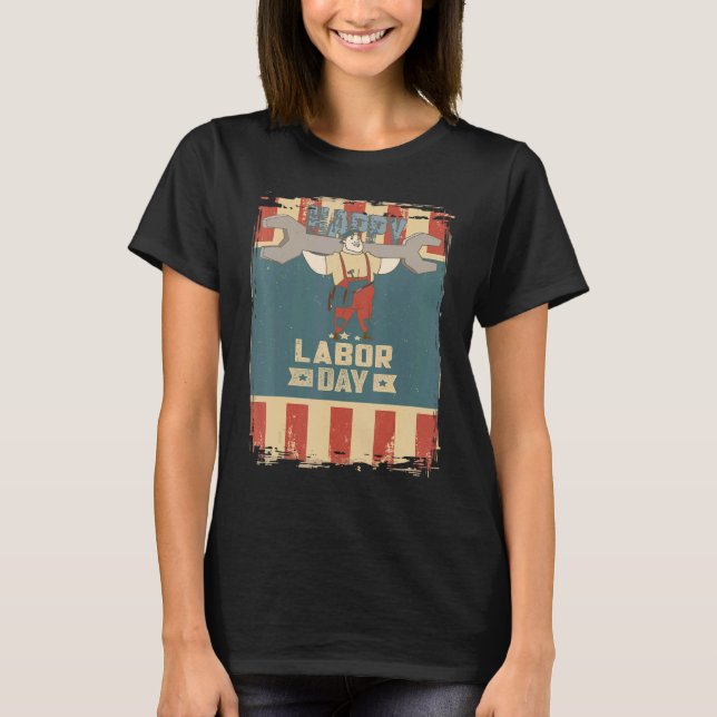 Union Member Skilled Car Mechanic Happy Union Labo T-Shirt (Vorderseite)