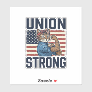 Union Starke Katze Arbeiter Patriotisch Vintage-Sh Aufkleber