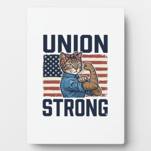Union Starke Katze Arbeiter Patriotisch Vintage-Sh Fotoplatte