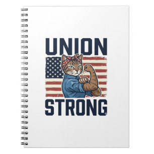 Union Starke Katze Arbeiter Patriotisch Vintage-Sh Notizblock