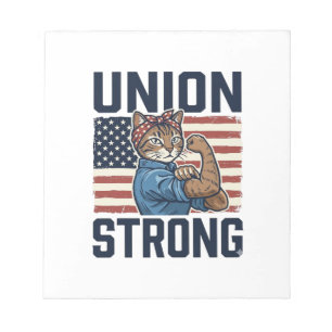 Union Starke Katze Arbeiter Patriotisch Vintage-Sh Notizblock