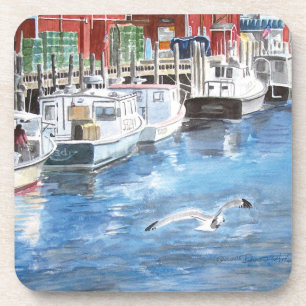 Union Wharf Portland, Maine Aquarell Getränkeuntersetzer