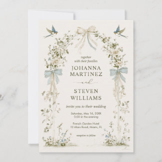 Union Zeit Beige Grün Floral Vögel Blumen Hochzeit Einladung