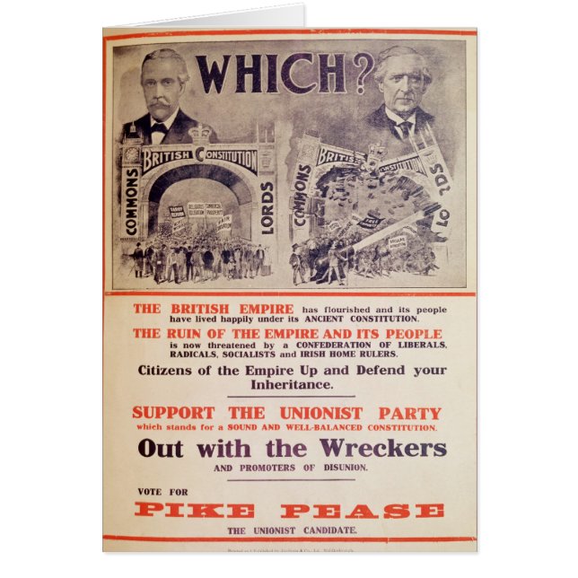 Unionist-Party-Plakat für britischen General (Vorne)