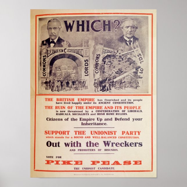 Unionist Party Poster für den britischen General (Vorne)