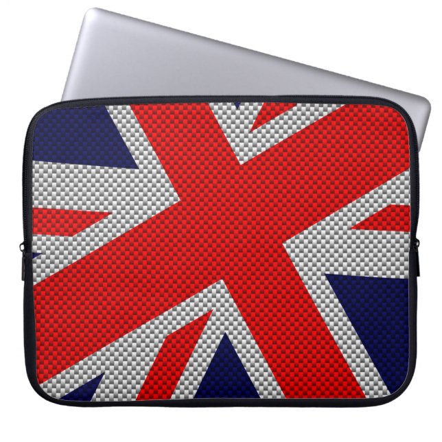 Unions Jack on Carbon Fibre Style Colors Laptopschutzhülle (Vorderseite)