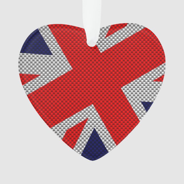 Unions Jack on Carbon Fibre Style Colors Ornament (Vorderseite)
