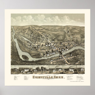 Unionville, CT Panoramic Map - 1878 Poster