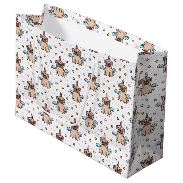Unipug Muster Große Geschenktüte (Vorderseite Schrägansicht)