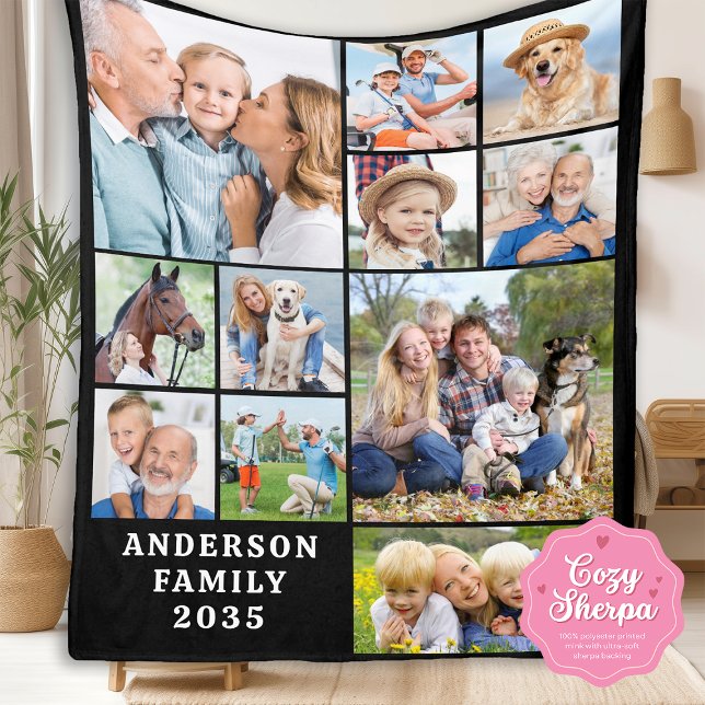 Unique 11 Photo Collage Personalized Cute Family Sherpadecke (Von Creator hochgeladen)