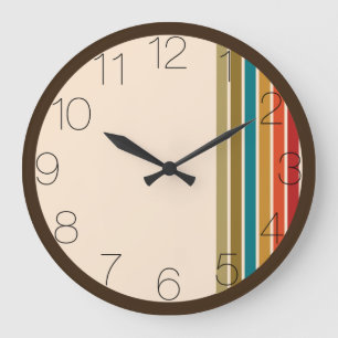 Unique 70's Coloured Stripe Wall Clock Große Wanduhr