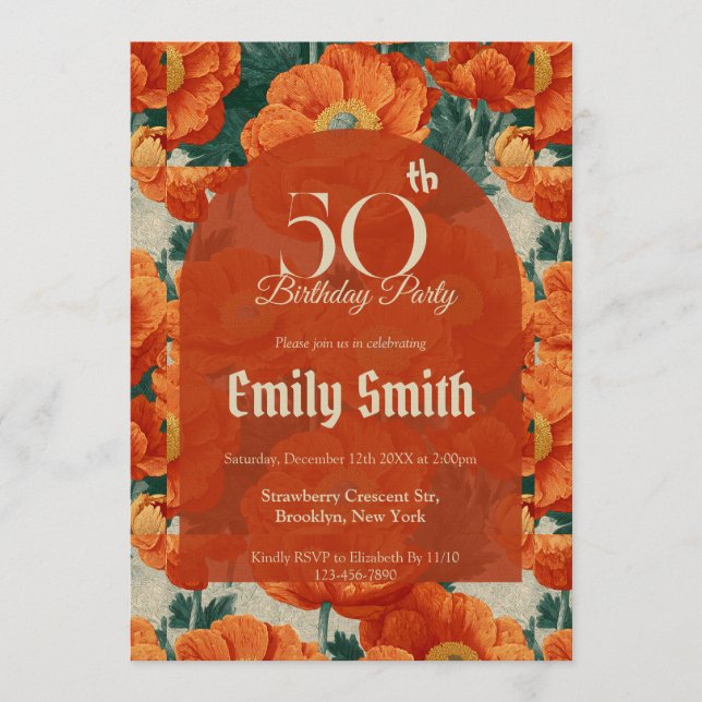 Unique Anemones Petal Girl’S Birthday Einladung (Vorderseite)