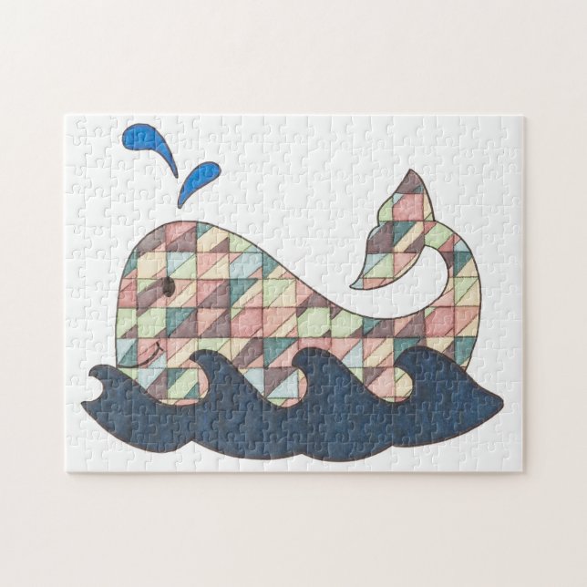 Unique Art Puzzle-Geometric Whale Puzzle (Horizontal)