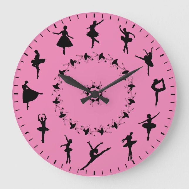 Unique Ballerina Silhouettes Themed Large Clock Große Wanduhr (Vorderseite)