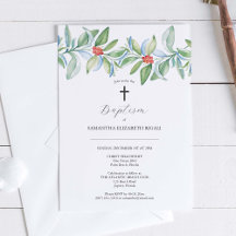 Unique Baptism Invitations Christmas Greenery