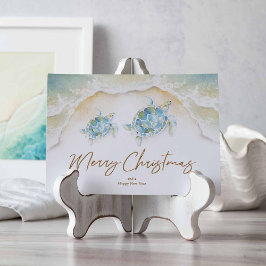 Unique Beach Christmas Cards Watercolor Sea Turtle