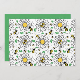 Unique Bees & Daisies Spring Note Card Mitteilungskarte