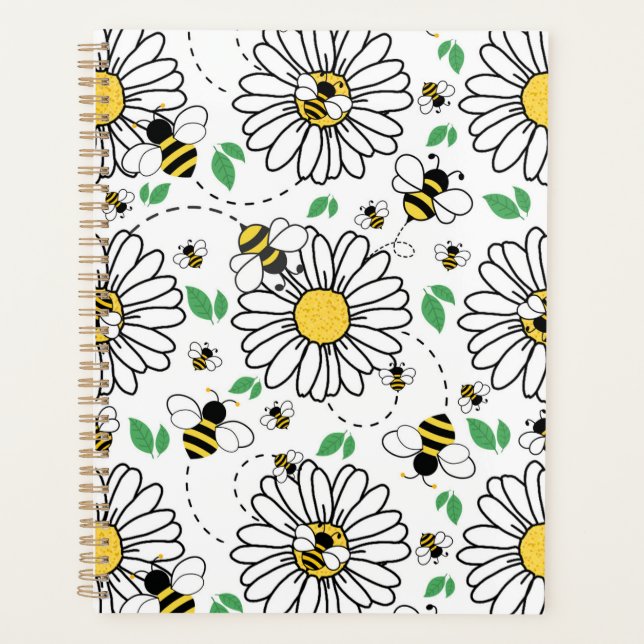 Unique Bees & Daisies Spring Planner Journal Planer (Vorderseite)