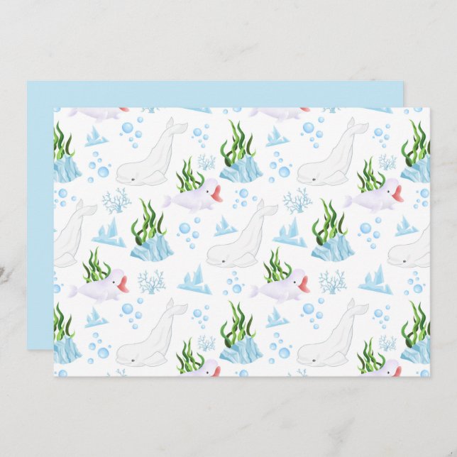 Unique Beluga Whale Note Card Mitteilungskarte (Vorne/Hinten)