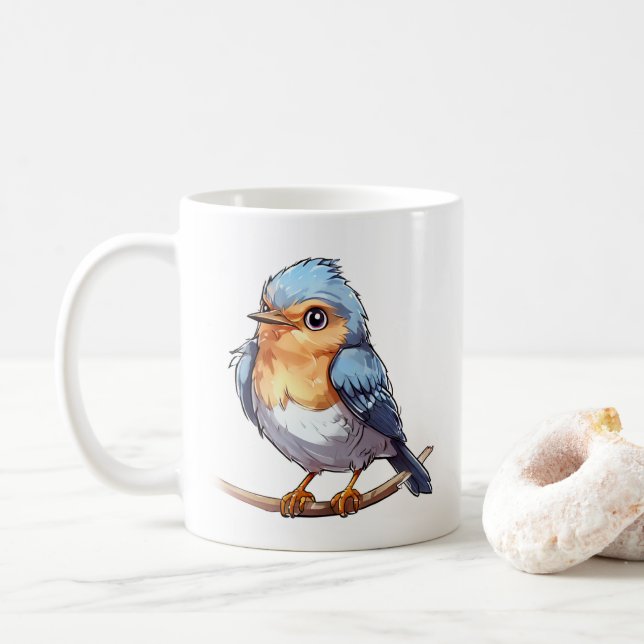 Unique Bird Art Tasse - Perfekt für Vogelbeobachtu (Mit Donut)