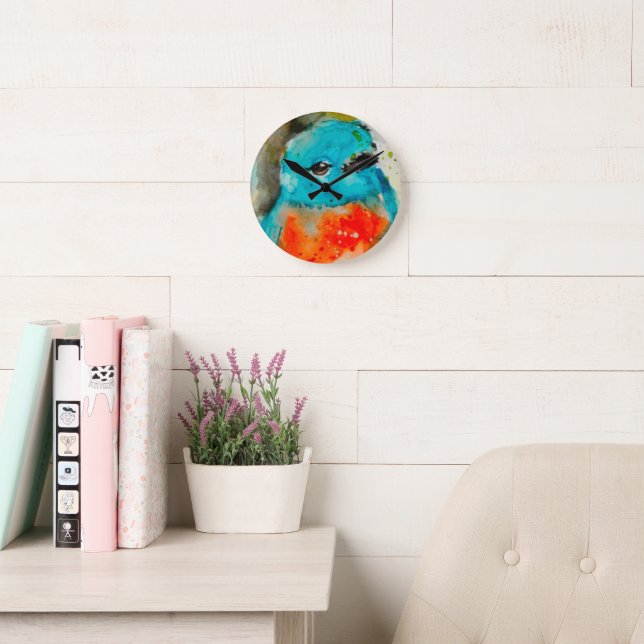 Unique Bird Watercolor Wall Clock Runde Wanduhr (Lesesaal)