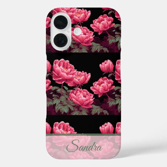 Unique Birthday Party Peony Name Case-Mate iPhone Hülle (Rückseite)