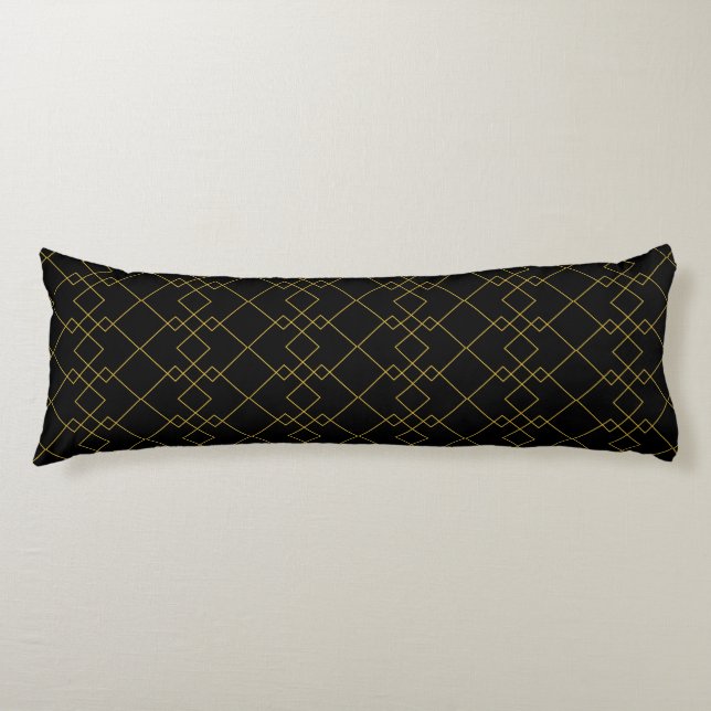 Unique Black Body Pillow Featuring Gold Box Design Seitenschläferkissen (Vorderseite)