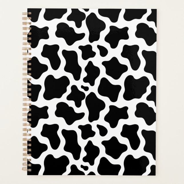 Unique Black Cow Print Planner Journal Planer (Vorderseite)