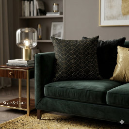 Unique Black Throw Pillow Featuring Gold Box Desig Kissen