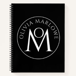 Unique Black White Monogram Logo Notizbuch