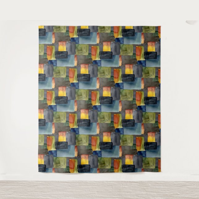Unique blocked colors seamless pattern wandteppich (Vorderseite)
