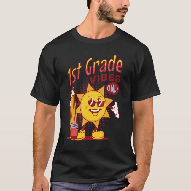 Unique Boys 1st Grade Vibes Only Back To School Ki T-Shirt (Vorderseite)