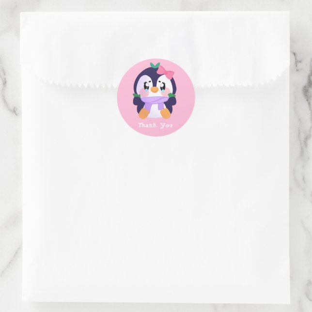 Unique Broke Niedlich Pinguin Runder Aufkleber (Tasche)