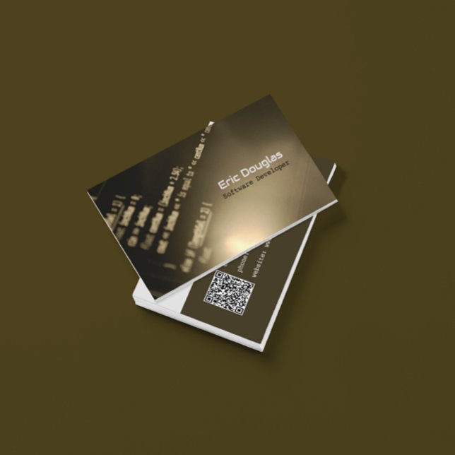 Unique Brown Software Tech Beruflich QR Code Visitenkarte (Von Creator hochgeladen)