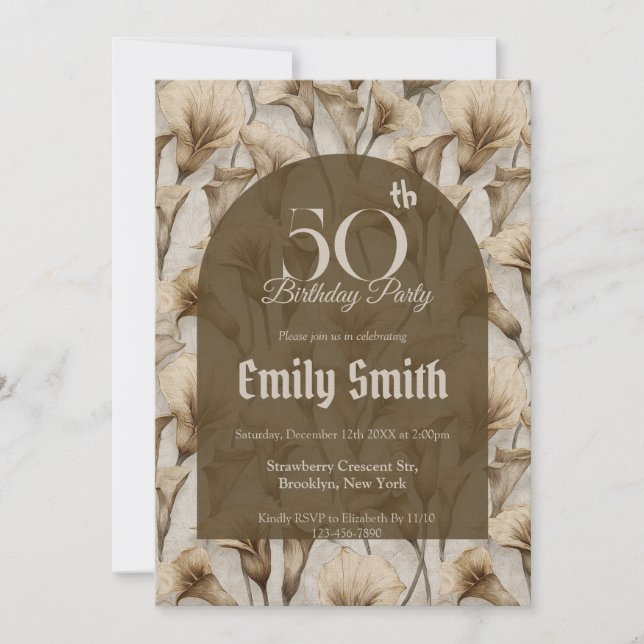 Unique Call Lilies Aesthetic Romantic Party Einladung (Vorderseite)