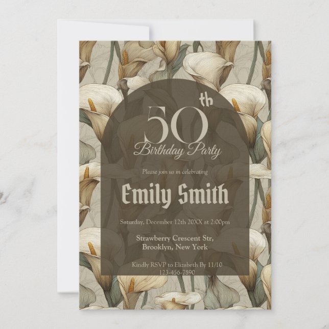 Unique Call Lilies Flower 80Th Birthday Einladung (Vorderseite)