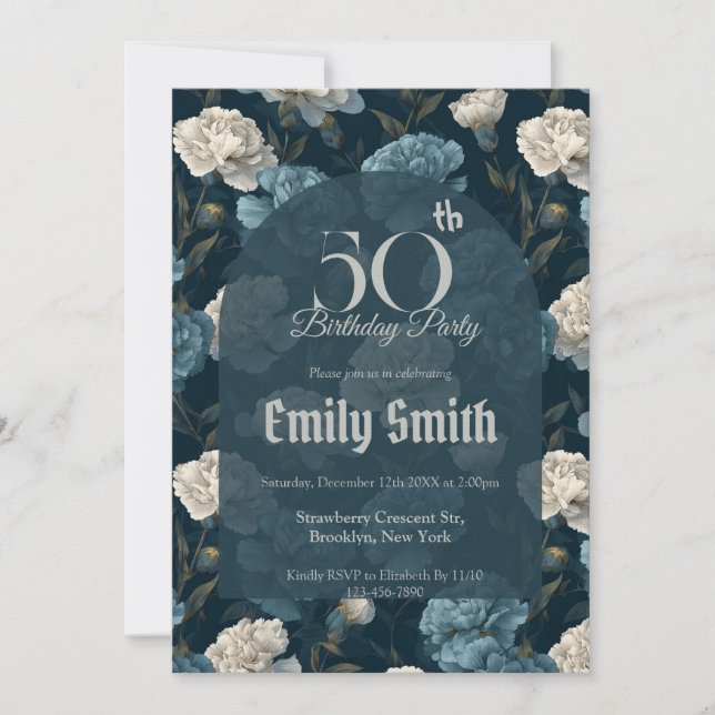 Unique Carnation Accent Surprise Birthday Einladung (Vorderseite)