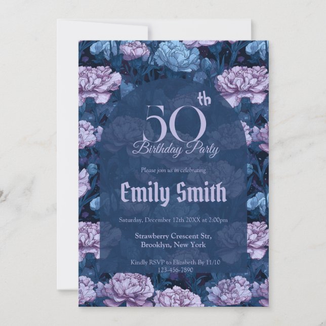 Unique Carnation Aesthetic Birthday Party Einladung (Vorderseite)