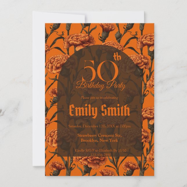 Unique Carnation Sparkle 5Th Birthday Einladung (Vorderseite)