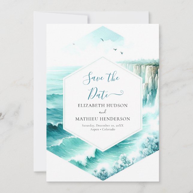 Unique Cliff Nautical Wedding Save The Date (Vorderseite)