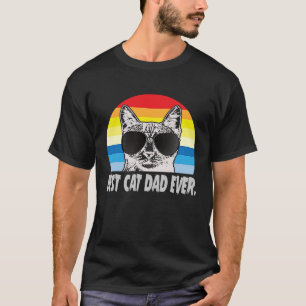 Unique Cute Best Cat Dad Ever Vintage Retro Sunse T-Shirt